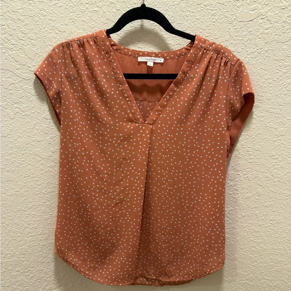 Women's Peach Polka Dot Blouse